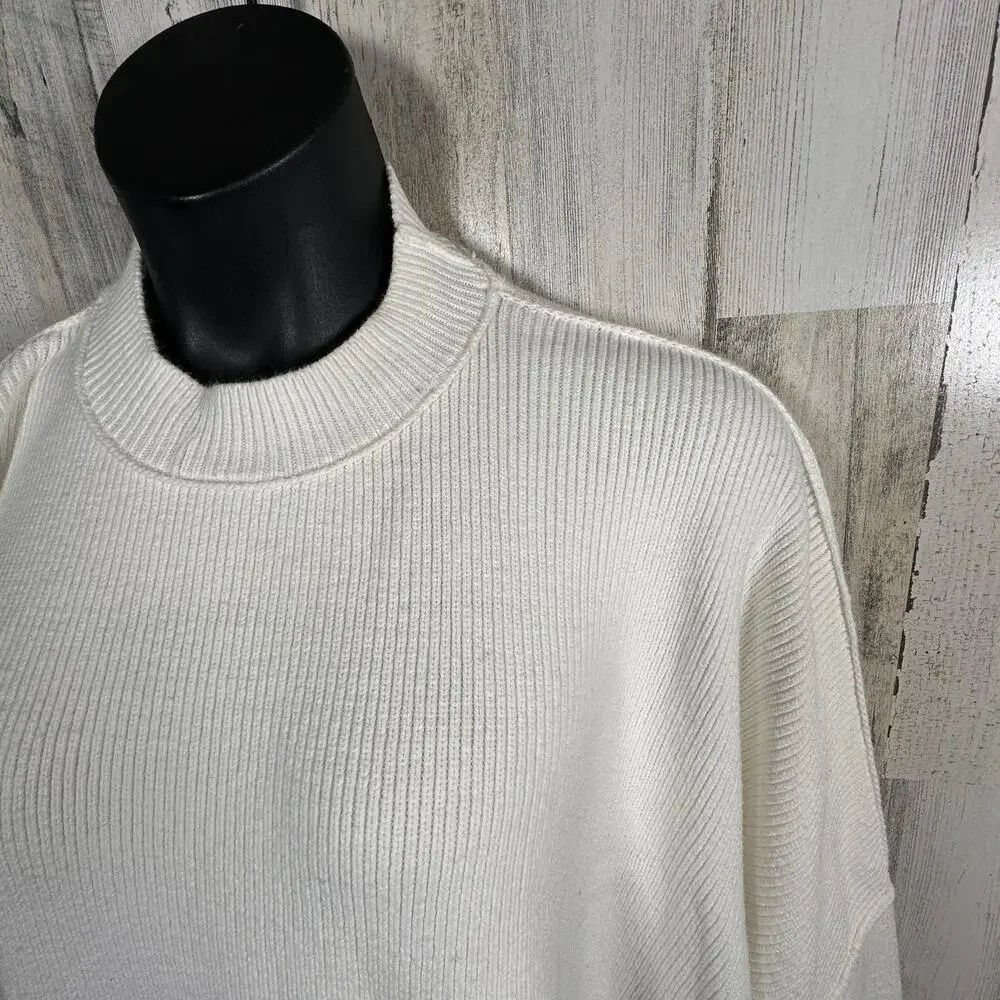 Free People Sweater XL | Ivory Knit | Balloon Sleeves | Oversized Fit | MSRP $98 - Picture 4 of 8